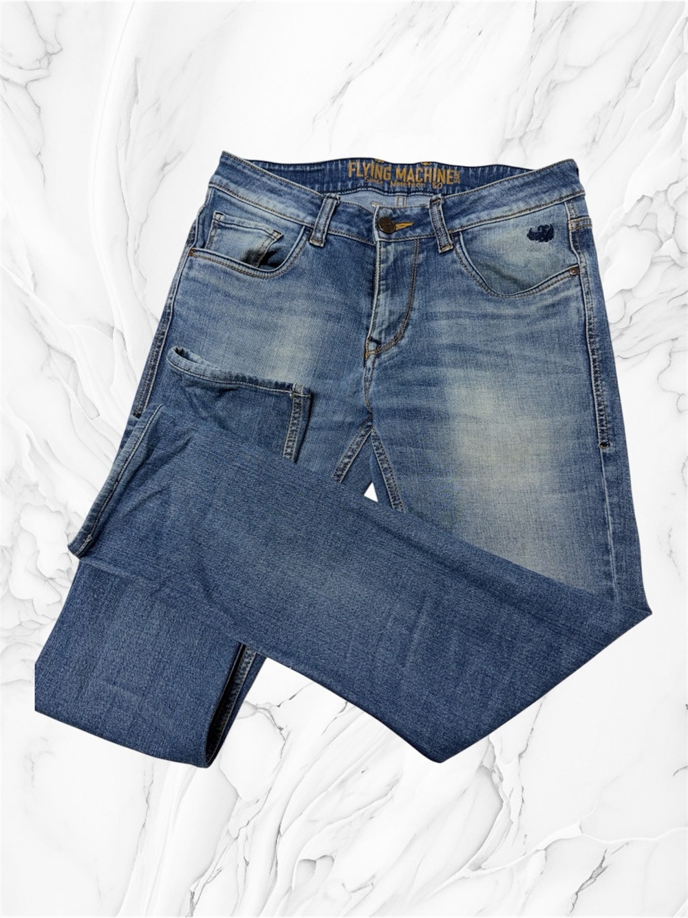 Flying Machine Men’s Blue Washed Slim Straight Jeans sz 32